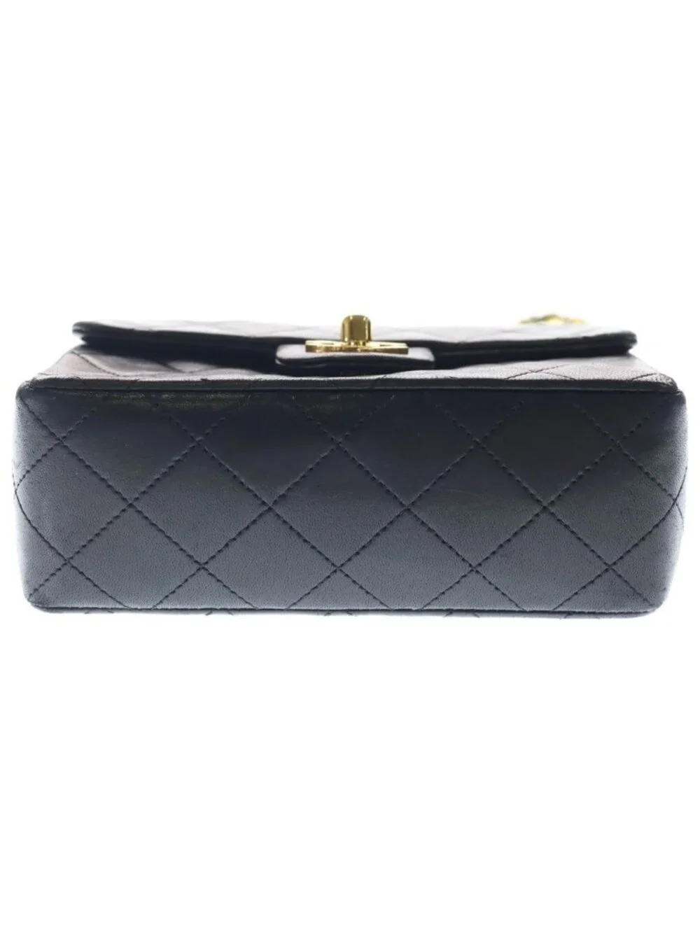 Chanel Mini Quilted S Flap S Chain Shoulder Bag Black Lambskin Gold